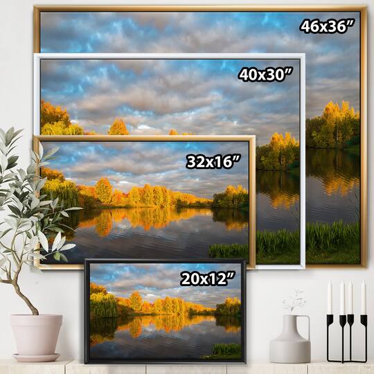 Designart - Autumn Sunset Reflection On Lake In The Park